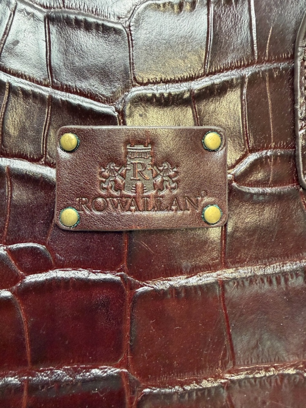Rowallan of Scotland Croc Embossed Leather Shoulder Tote Bag Timeless Classic - Picture 2 of 16